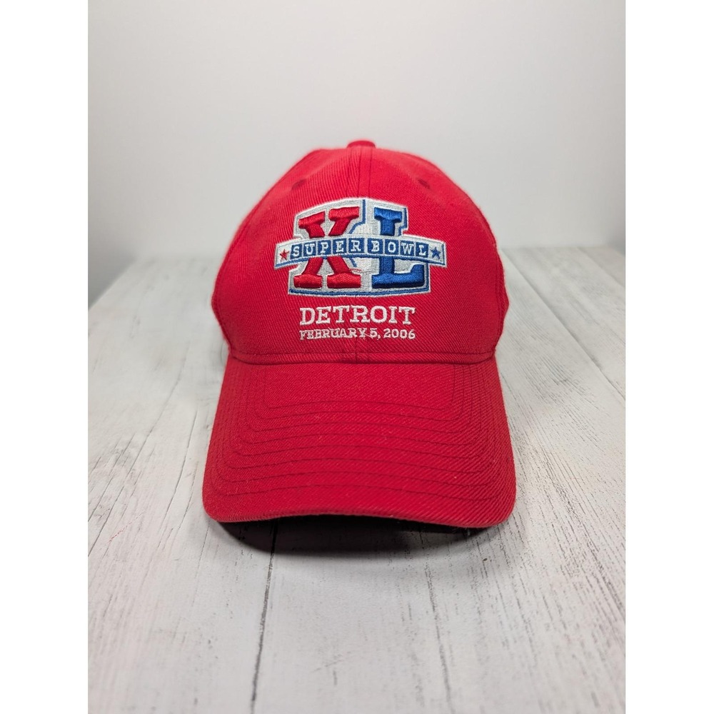 Reebok Mens Super Bowl XL Detroit 2006 NFL Hat Red Adjust Baseball Cap Vintage